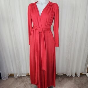 Mollie Parnis at Home Long Red Wrap-Style Robe / Dressing Gown Collector